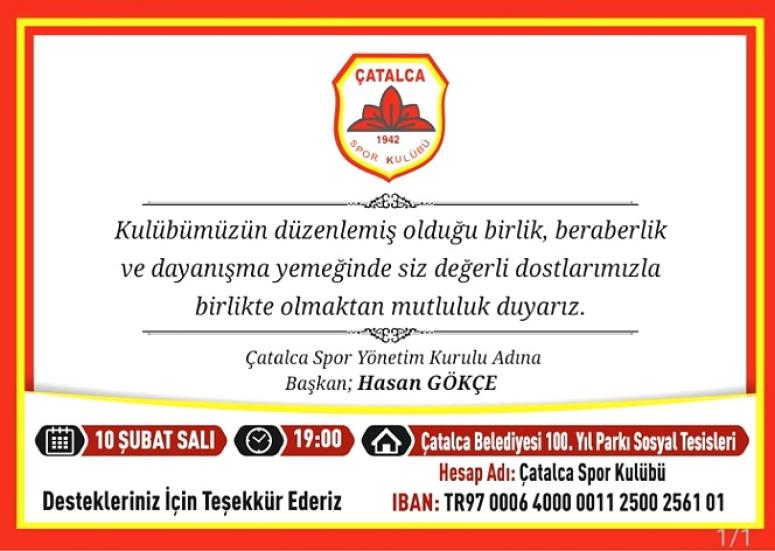 ÇATALCASPOR’DAN DESTEK YEMEĞİ